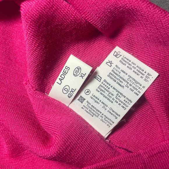 Fabiana Filippi Sweater 100% Extra Fine Merino Wool Hot Pink Italy XL (AS IS) - Picture 8 of 11